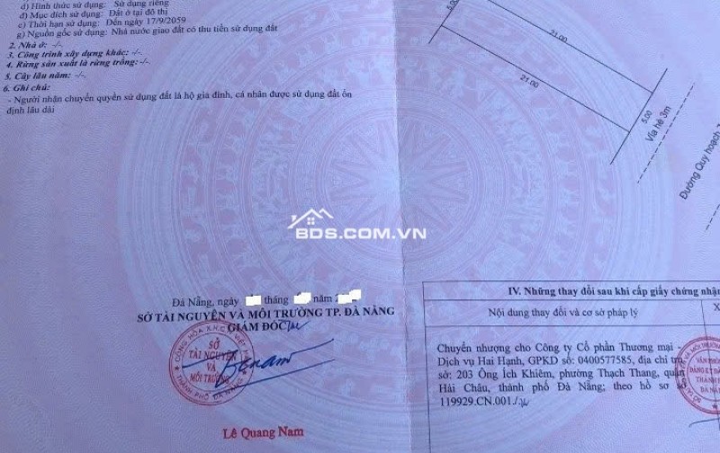 Bán 1 cặp đất đường Trần Đăng - Sát biển - 210M2